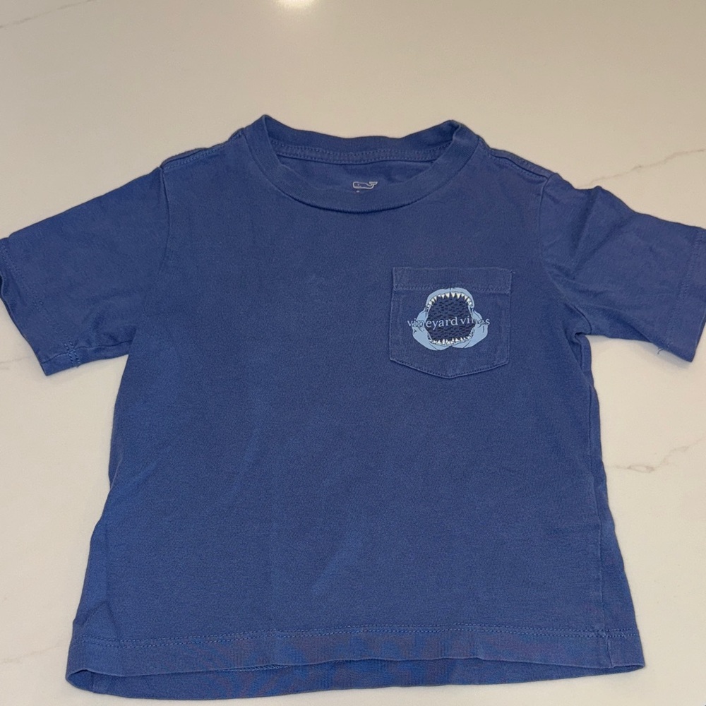 Vineyard Vines Blue Tee with Shark Pocket